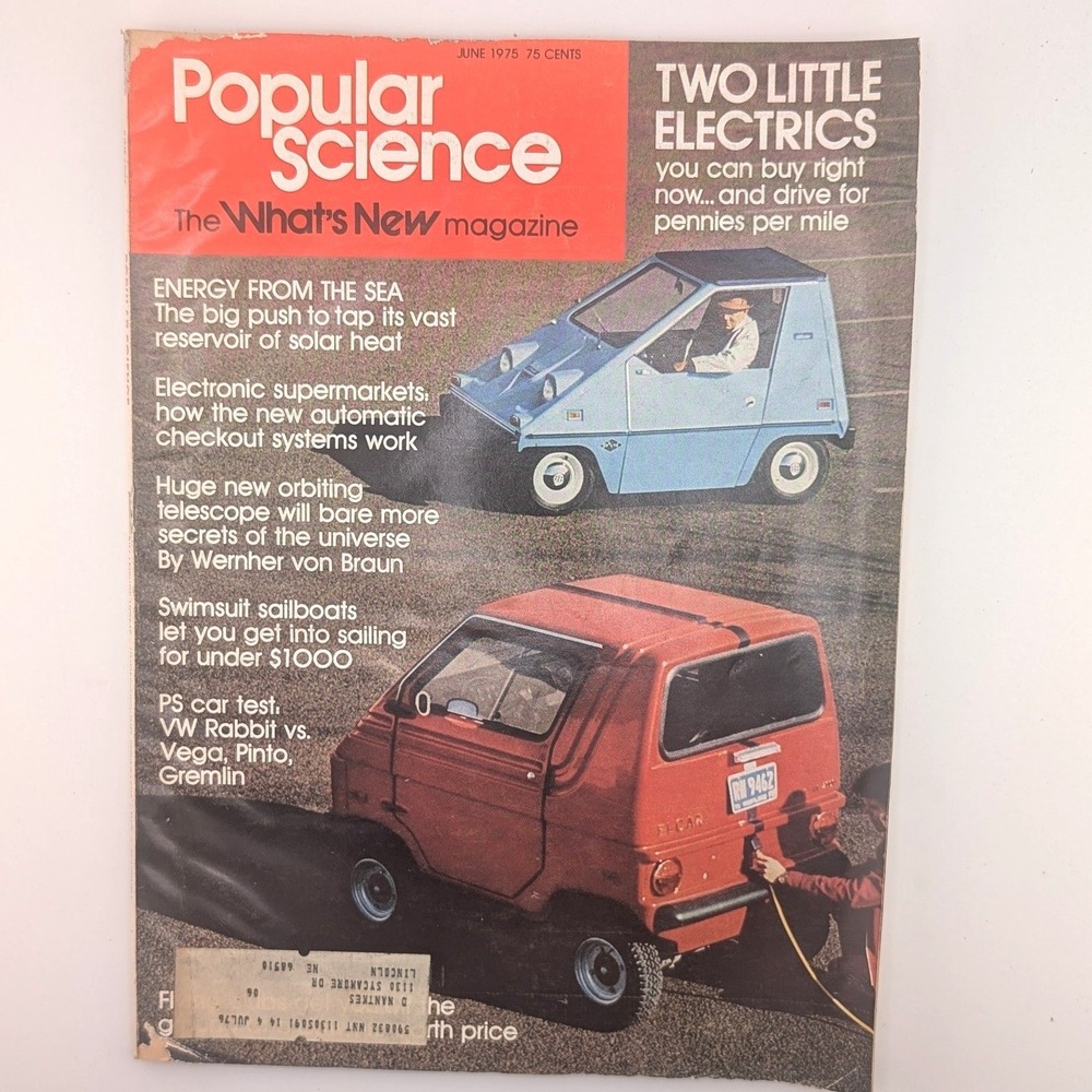 Popular Science Magazine June 1975 Electric Cars VW Rabbit Vintage 70s Tech